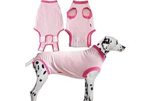 Uadonile Dog Recovery Suit, Dog Surgery Recovery Suit for Female Male, Large Surgical Suit for Dogs, Anti Licking Neuter Spay Dog Onesie After Surgery, Pink, L