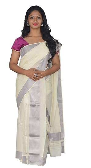 Women's Kasavu Cotton Saree (ERPLCT-2560 XL_Cream)