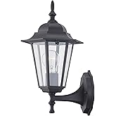 WISBEAM Outdoor Wall Lantern, Black Wall Sconce for House Porch Lighting Fixture, E26 Base 60W Max, Metal Housing Plus Glass,
