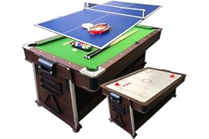 4 in 1-7Ft Green Pool Table + Tennis Table Tennis + Air Hockey + Dinner Table