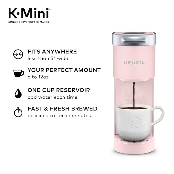 KEURIG K-MINI SINGLE SERVE K-CUP POD COFFEE MAKER, 6 TO 12OZ BREW SIZE, WITH CORD STORAGE, PERFECT FOR SMALL SPACES, DUSTY ROSE