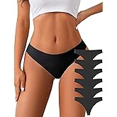 Seamless Thongs For Women No Show Thong Seamless Panties Breathable Comfortable Stretch Underwear Womens 6-Pack