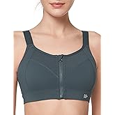 Yvette Adjustable Sports Bras for Women High Impact - Zip Front Sports Bra Plus Size Wireless for Running Workout