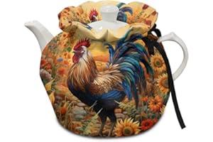 HELLHERO Chicken Rooster Tea Cozy Insulated Tea Cosy Washable Teapot Cozies Breakfast Pot Dust Covers Kettle Quilt for Home Kitchen Office Holiday Party