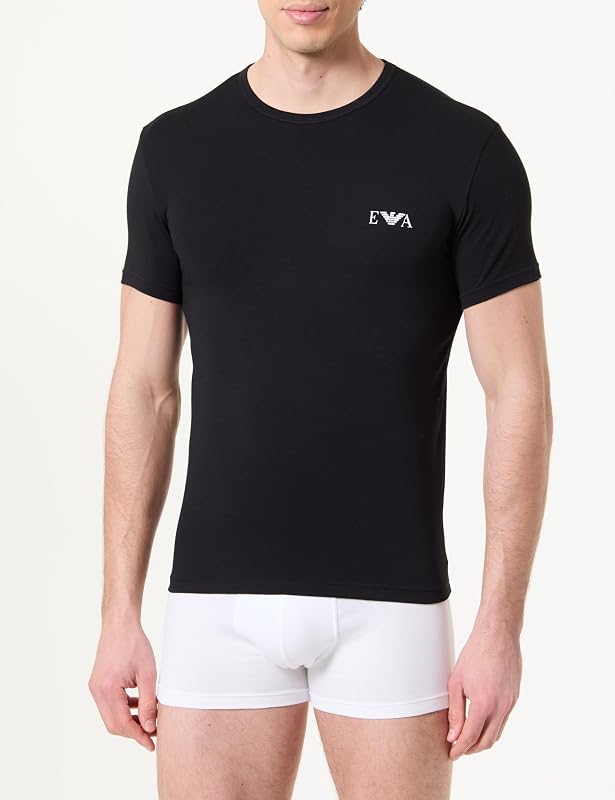 Herren T-Shirt Bold Monogram 2-Pack Rundhals T-Shirt, schwarz/schwarz, M