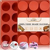 HKNMTT Round Silicone Molds 2 PCS, 12-Cavity 2.1" Cylinder Chocolate Covered Cookie Mold, Food Grade Non-Stick Baking Moulds Compatible Oreos Candy Handmade Soap Pudding Jello Mini Cake Jelly Brownie