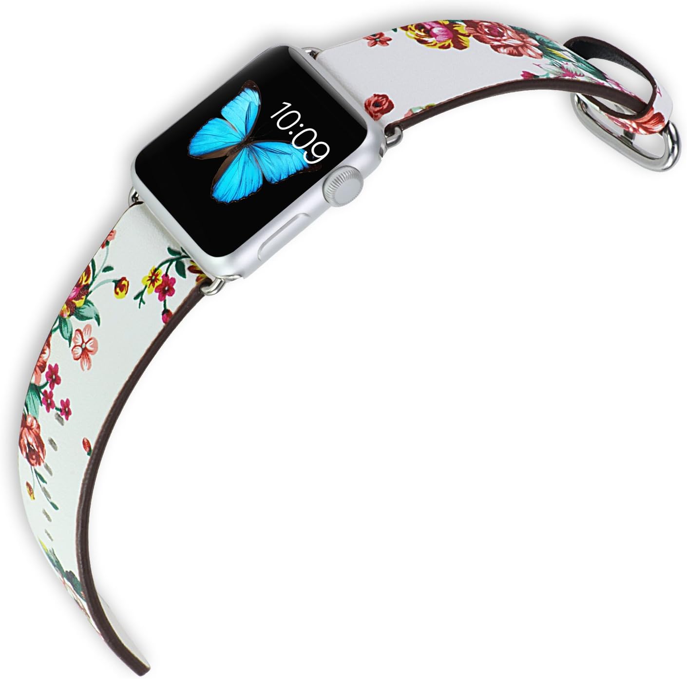 SUNKONG Apple Watch Strap 42mm Floral Flower Painting Leather Watch Strap for Apple Watch Series 1 Series 2 Series 3 Sport and Edition Versions All Models, for Apple Watch Band 42mm