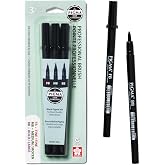 Sakura Pigma Professional Brush Pens, Black, Brush Nibs, 3 Pack | Archival Black Ink for Lettering, Modern Calligraphy, or Drawing, Chemically Stable, Waterproof, No Smears