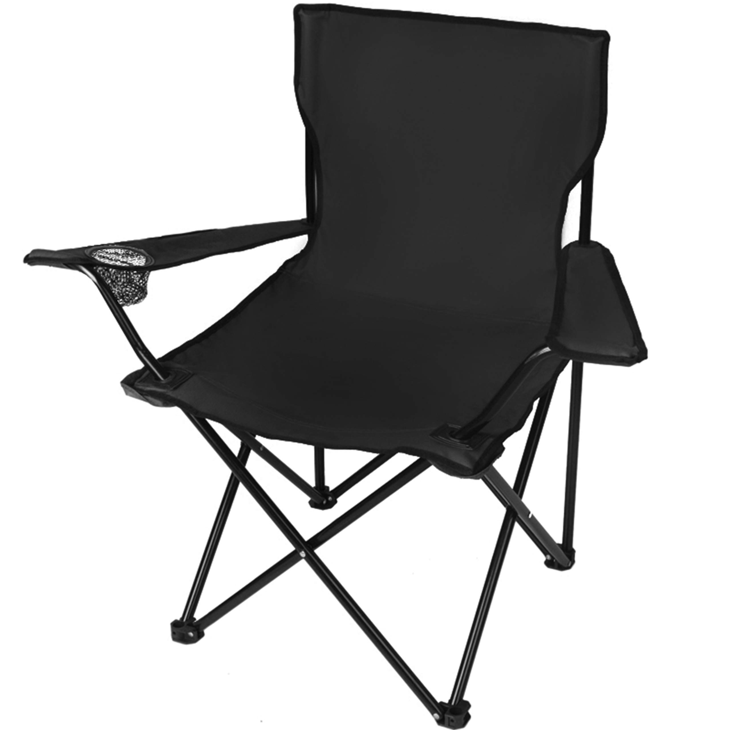 MALATEC Camping Chair Fishing Chair Folding Chair with Armrests and Cup Holder up to 100 kg Foldable with Carry Bag Black/Blue/Green 8001, Colour: Black/Black