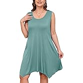 LARACE Plus Size Summer Dresses for Womens Sleeveless Midi Sundress with Pockets Casual Loose Fitting Tank Dress Flowy Dress