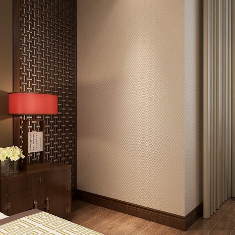 Amazon ハンメロ Hanmeroリビング 部屋 ふすま Diy リフォーム用おしゃれなチェック壁紙 のりなし はがせる フリース 1ロール 53cm 10m ベージュ 壁紙