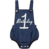 Baby Boys Girls 1st Birthday Romper Baby First Birthday Outfit Boy Solid Color Jumpsuit Cake Smash Outfit