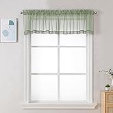 Chyhomenyc Sheer Window Valance Curtains, 42x14 Inches 2PCS, Light Filtering Valances Windows Treatment, Small Rod Pockets Voile Sheer Curtains for Living Room/Bathroom/Basement, Sage Green