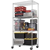 SafeRacks NSF 4-Tier Heavy Duty Steel Wire Rack w/Wheels (36"x24"x72")