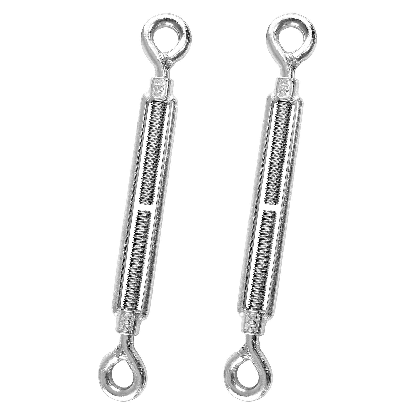 PHITUODA 2pcs M10 Stainless Steel 304 Eye & Eye Turnbuckles Adjustable Wire Rope Tensioner