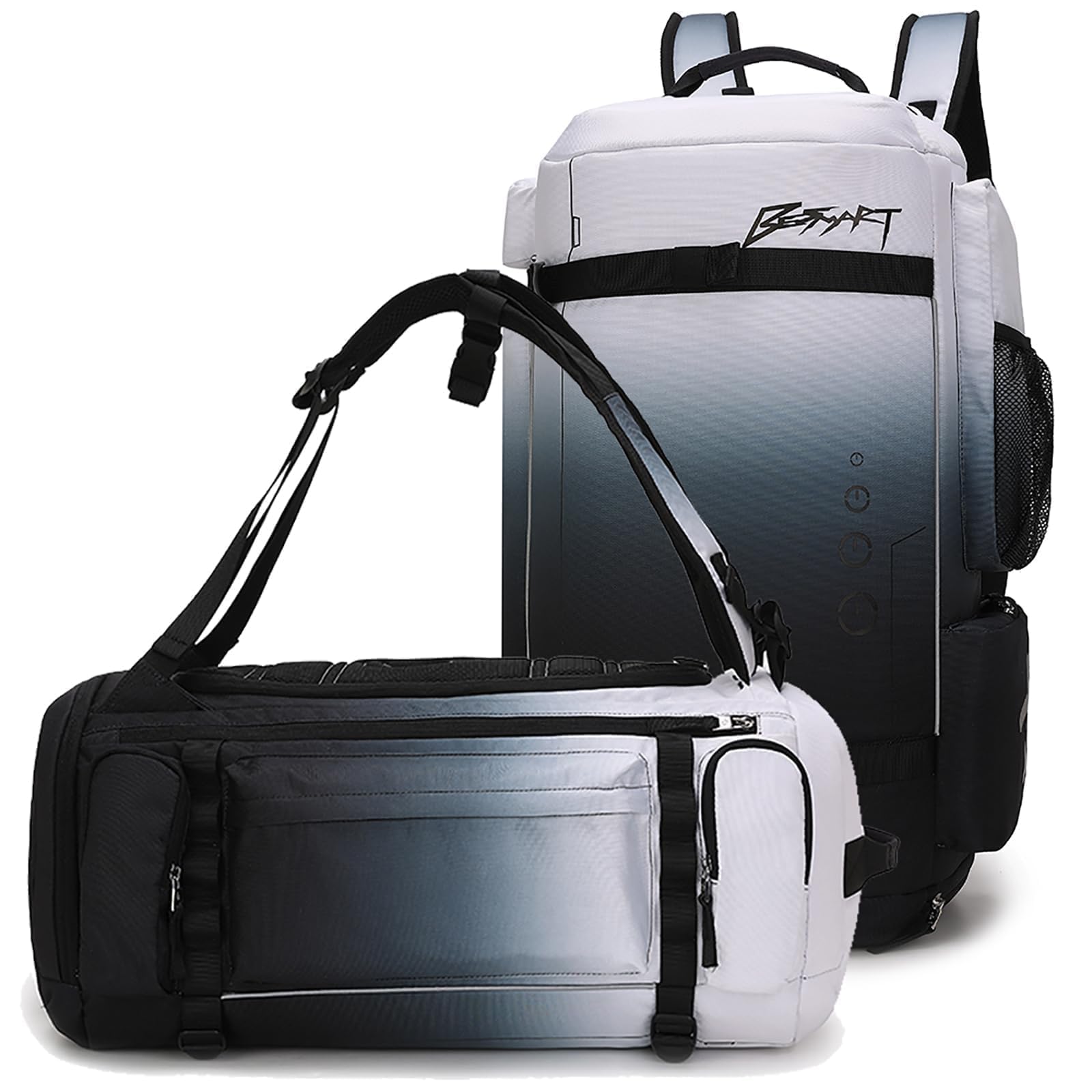 Photo 1 of BE SMART 2 in 1 Convertible Gym Duffel Bags with Shoes Compartment - 40L Waterproof Extra Large Workout Backpack for Gym Men, Heavy Duty Sports Duffle Backpacks for Travel, Hiking, Camping, Carry On