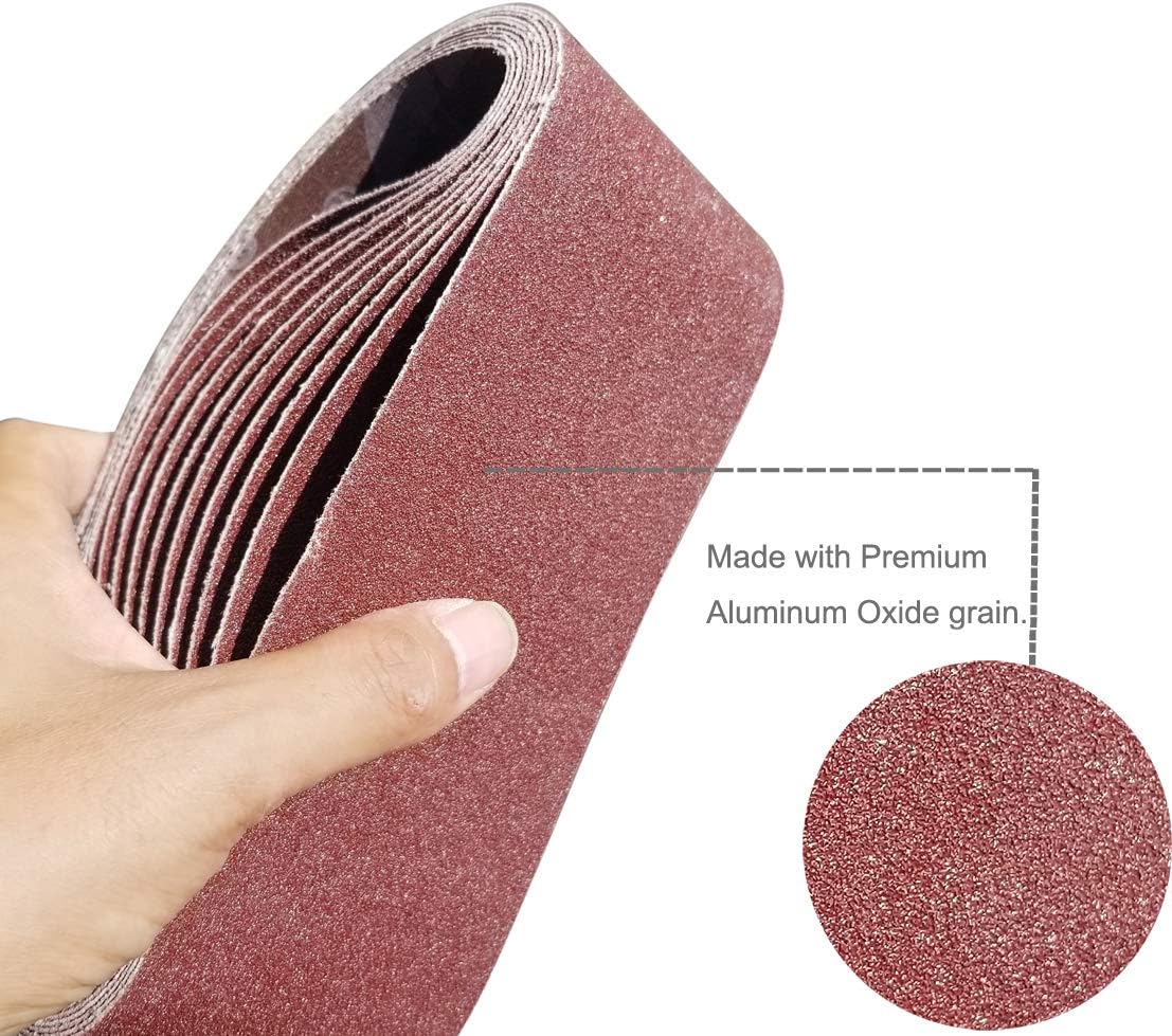 Tonmp 30 PCS 3 inch x 21 inch Sanding Belts - 10 Each of 40 80 120 Grit Aluminum Oxide Sanding Belts For Belt sander (3x21 inch) - - 