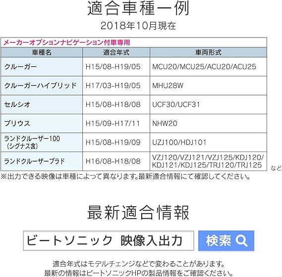 Amazon ビートソニック 映像出力キット トヨタメーカーオプションナビゲーション付車専用映像出力ケーブル 映像分配器セット Vkt11 カーオーディオケーブル 車 バイク