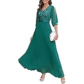 Wedtrend Women's Sequin Dresses Sparkly Glitter Dress Split Sleeves Formal Dresses Maxi Evening Dress