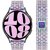 DEALELE Bands Compatible with Samsung Galaxy Watch 7 / FE / 6/6 Classic / 5/5 Pro / 4/4 Classic / 3 41mm / Huawei GT3 / GT2 42mm, 20mm Bling Diamond Metal Replacement Strap for Women Men