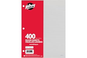 Hilroy Ruled Refill Paper, 3 Hole Punched, 8-3/8 X 10-7/8 Inches, 400 Sheets Per Pack, White (05240)