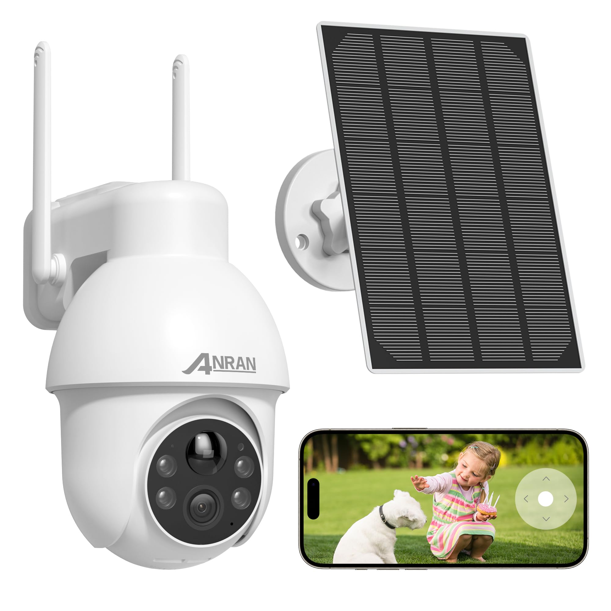 Photo 1 of ANRAN 2026 Exclusive Solar Camera Security Outdoor 2K with BC Adjustable Solar Panel, 360° View Night Vision, 2 Way Charge Battery Power, No Monthly Fee, Chicken Coop Wireless 2.4G WiFi Camera Home