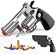 Revolver Toy Gun with Holster Silver - Soft Bullet Western Cowboy Prop Revolver Gun Plastic Play Guns Pistol for Kids Boys Age 6+ Foam Blaster CS Toy Rifle Sniper Small Hand Gun Cosplay Shoot Games