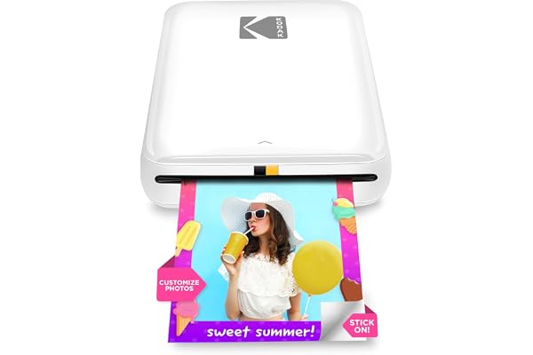 KODAK Step Instant Smartphone Photo Printer, Portable Mini Color Wireless Mobile Printer, Zink 2x3” (5.1x7.5 cm) Sticky-Back Photos, Bluetooth Compatible with iOS & Android Devices, Editing App, White