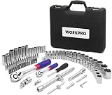 WORKPRO 108-Piece 1/4 and 1/2 Inch Drive Socket Set with Bits view 2
