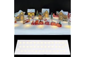 APRAGAZ Christmas Snow Blanket with Lights, 1.3*5.25 Ft Fake Snow Blanket Roll for Xmas Village, 50 pcs Led Lights Artificial Snow Table Runner Faux Snow Sheet for Winter Village Display Craft (Warm Light)