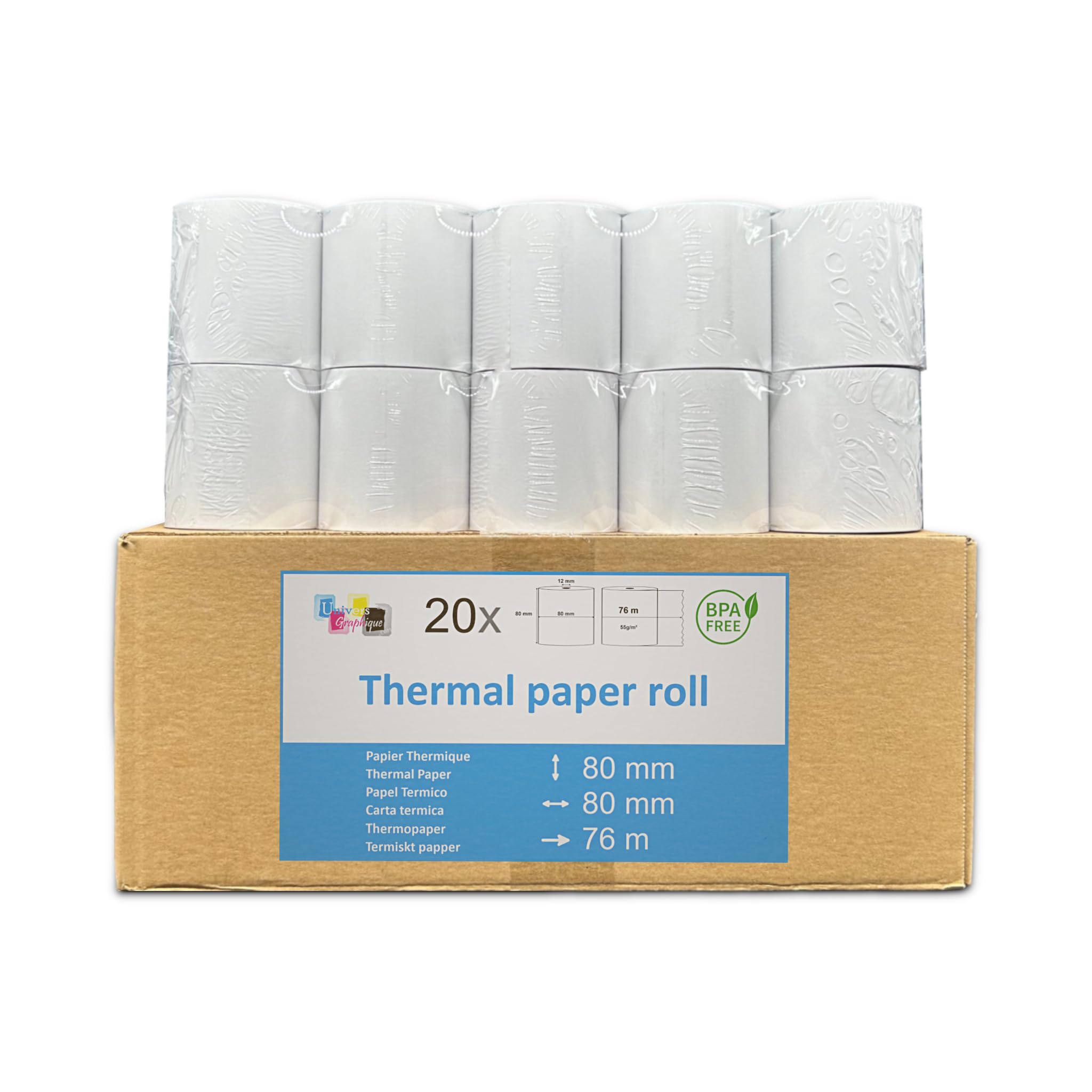 20 x Thermal Paper Till Rolls 80 x 80 mm White BPA Free