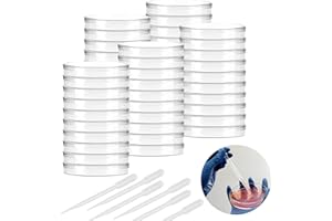 HNBUN 50 Pack Plastic Petri Dishes with Lid, 90mm Dia x 15mm Deep Sterile Petri Plates with 100 Pack 3 ml Plastic Transfer Pipettes, Petri Dish Set for Lab, Experiment, Biology, Microbiology Studies
