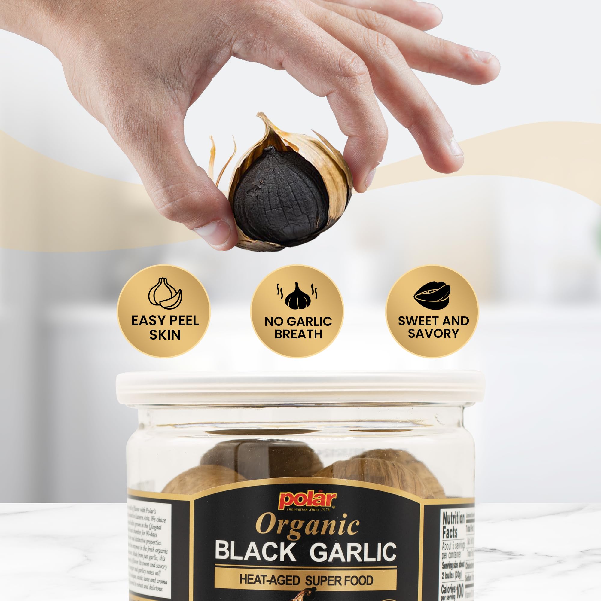Polar Black Garlic Puree - All Natural Umami Flavor Boost 8.8oz Jar
