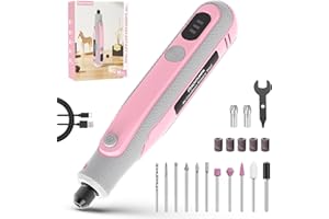 SCHTUMPA Rotary Tool Kit, Cordless Rotary Tool, Mini Rotary Tool 4V, Variable Speed, with Upgraded Accessories, for Carving, Engraving, Sanding, Polishing, Cutting, DIY Crafts and Pet Nails, Pink