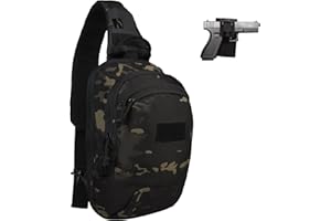 BOMTURN Sling Bag Small Shoulder Bag Men: Waterproof Compact Sling Backpack 600D Tactical EDC CCW Bags Concealed Carry Bag