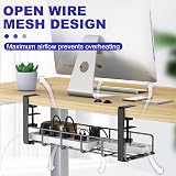 REFLYING Under Desk Cable Management Tray Set, 2 Packs, No-Drill, Black view 7