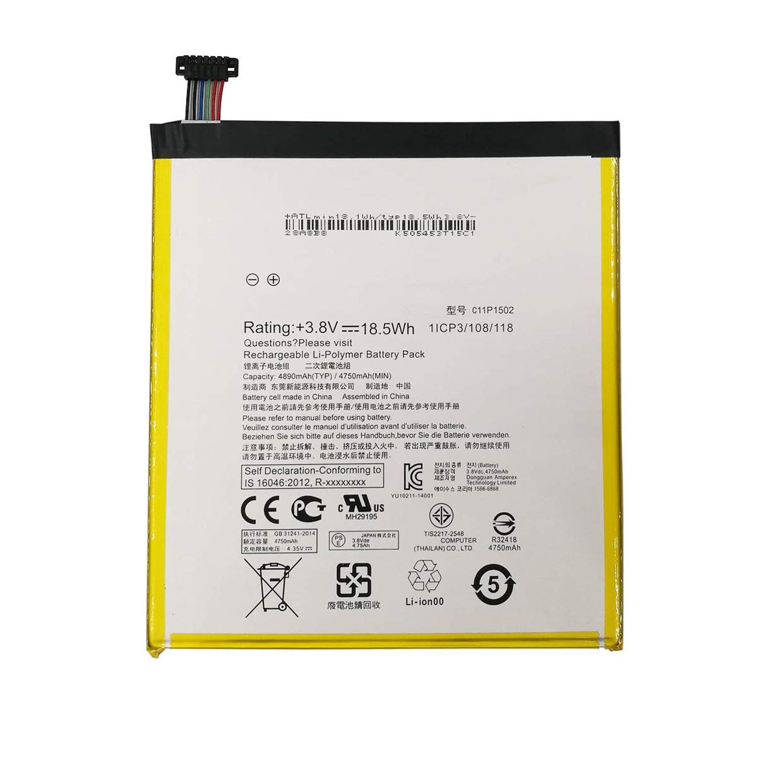 C11P1502 (1ICP3/108/118) Table Battery Replacement for ASUS ZenPad 10 Z300C P023 Z300CL Z300CG ZenPad 10.1 Series 3.8V 18.5Wh 4750mAh