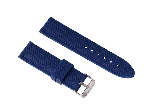 24mm Blue Wide Watch Rubber Straps Waterproof Outdoor Diving Breathable Sport Soft Wave-Like Watch Band