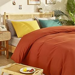 Cottonight Burnt Orange Comforter Set Queen Rust