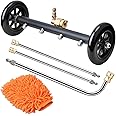 EVEAGE 2-in-1 Undercarriage Pressure Washer Attachment, 16" Pressure Washer Undercarriage Cleaner, Under Car Wash with Extension Wands Wash Mitt, Reversible Pressure Washer Broom Attachment, Black