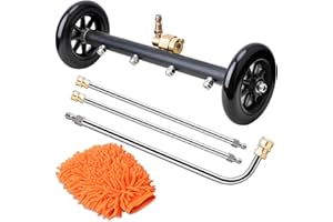 EVEAGE 2-in-1 Undercarriage Pressure Washer Attachment, 16" Power Washer Undercarriage Cleaner, Under Car Wash with Extension Wands Wash Mitt, Reversible Pressure Washer Broom Attachment, Black