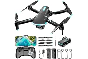 WEPETCO Drone with Camera 1080P HD, FPV Foldable Mini Drone for Beginners Kids Boys Girls, with 2 recharging Batteries, Carrying Case, One Key Start, Stable Hover, Trajectory Flight, Toys Gifts (Black)