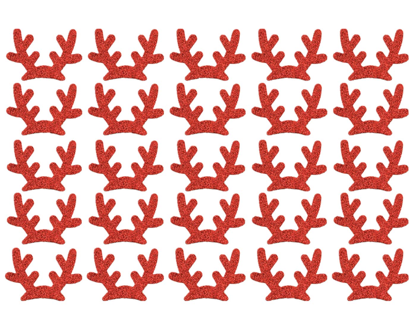 25 Pack Glitter Reindeer Antlers Felt Applique Kits Santa's Elk Antlers Felt Patches Sheets for Dogs Hair Accessories Scrapbook Cake Topper Embellishment Craft Christmas Decorations (Red)