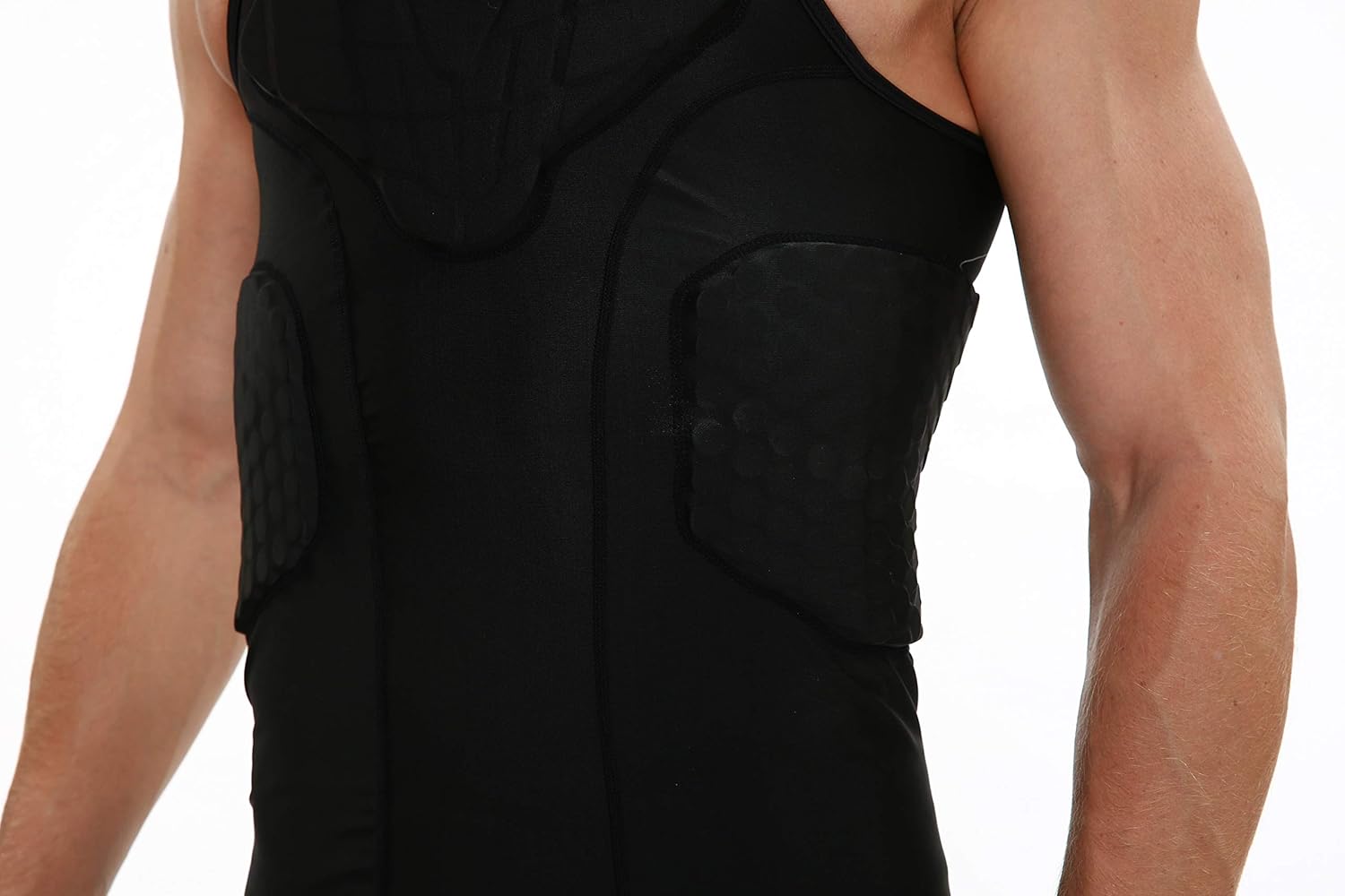 DGXINJUN Men's Padded Compression Shirt Training Vest (4-Pad) Sleeveless T-Shirt Ribs, Back Protector Tank- Football Soccer Basketball Hockey Protective Gear : Sports & Outdoors