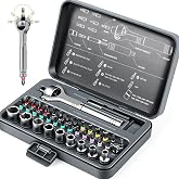40-in-1 Magnetic Ratcheting Screwdriver Set with 180&deg; Rotating | S2 Steel Bits Screwdriver Set, Repair Tool Kit for Furniture, Precision Electronics, DIY Project, Gift for Men &amp; Husband