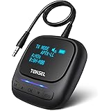 TOKSEL Visible Bluetooth 5.0 Transmitter Receiver for TV PC, 2-in-1 Wireless Bluetooth Adapter with OLED Screen, Volume Contr