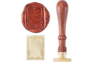 Mxxipp Photo Frame Wax Seal Stamp Kit, Vintage Brass Sealing Wax Stamps Head & Removable Wooden Handle, Rectangle Picture Frame Seal Stamps Set for Wedding Invitations Cards Envelopes Gift Packing