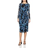 Tommy Hilfiger Womens Side Tie Mesh Fully Lined Midi Dress