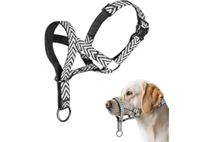 wintchuk Gentle Dog Head Collar, Soft No Pull Padded Halter for Small Medium Large Dogs, Fashion Stripes Leash Anti Pulling(L)