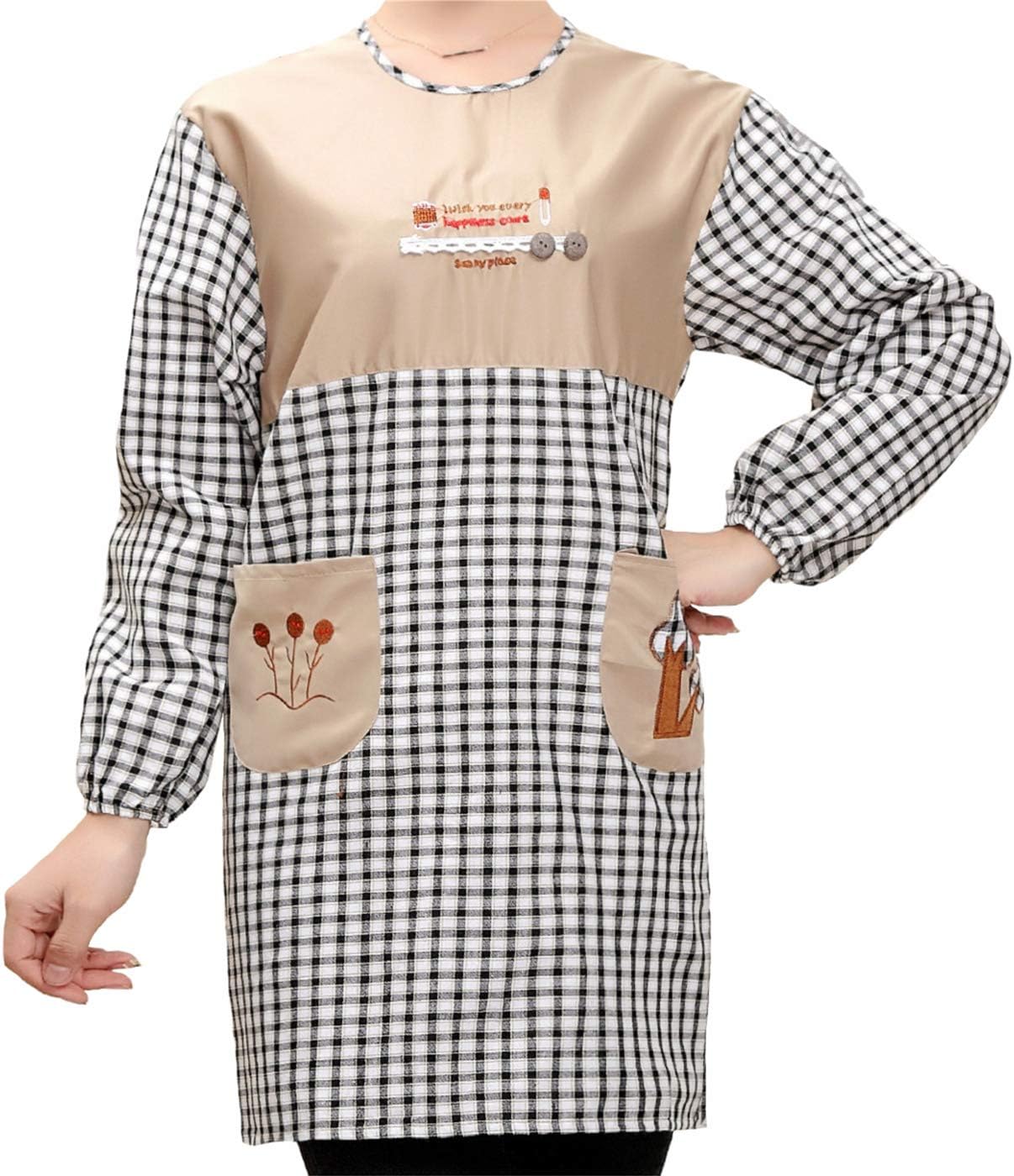WinDoo LongSleeved Aprons, Fashion Cute Cotton Gowns with